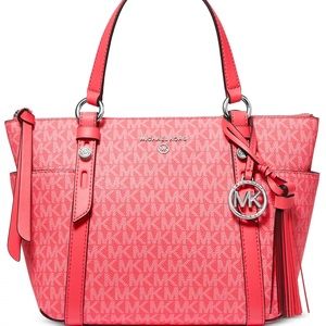 MICHAEL MICHAEL KORS Signature Sullivan Convertible Top Zip Tote Dahlia Pink